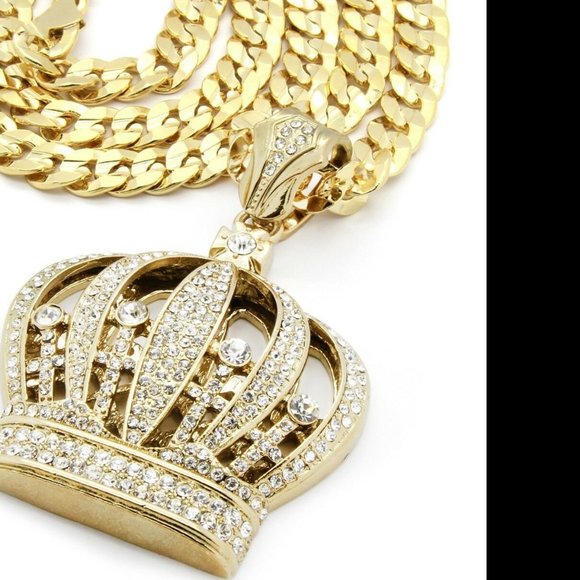 Gold Crown 30" Cuban Chain + Pendant